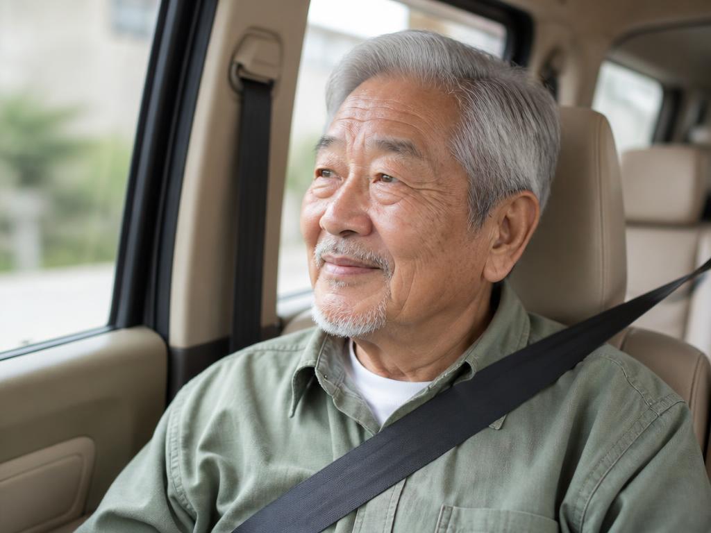Senior passenger enjoying a safe, comfortable ride